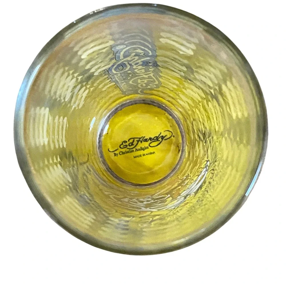 Vintage Ed Hardy Christian‎ Audigier Panther Tattoo Pint Glass Las Vegas $$$ Y2K